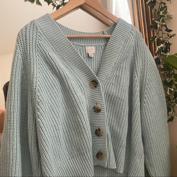 A New Day Blue button front cardigan sweater - Picture 3 of 4